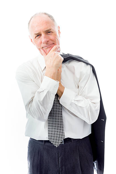 istock Businessman standing with hand on chin 492367573
