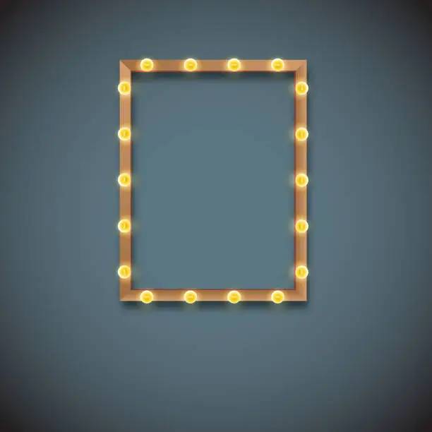 Vector illustration of Frame with electric bulbs