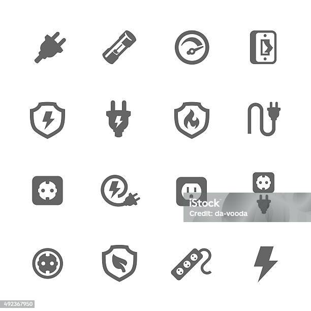 Electro Sockets Stock Illustration - Download Image Now - Icon Symbol, Electricity, Power Line