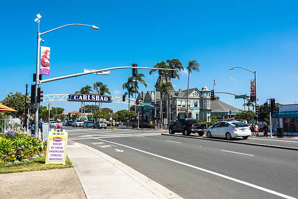 The main street in Carlsbad, California stock photo