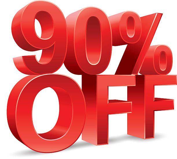 istock 90 percent off Promotional discount on white background 492369230