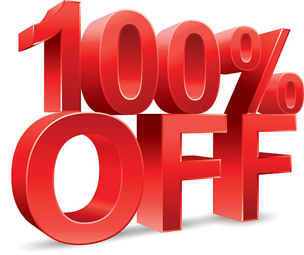 istock Hundred percent off Promotional discount on white background 492369442