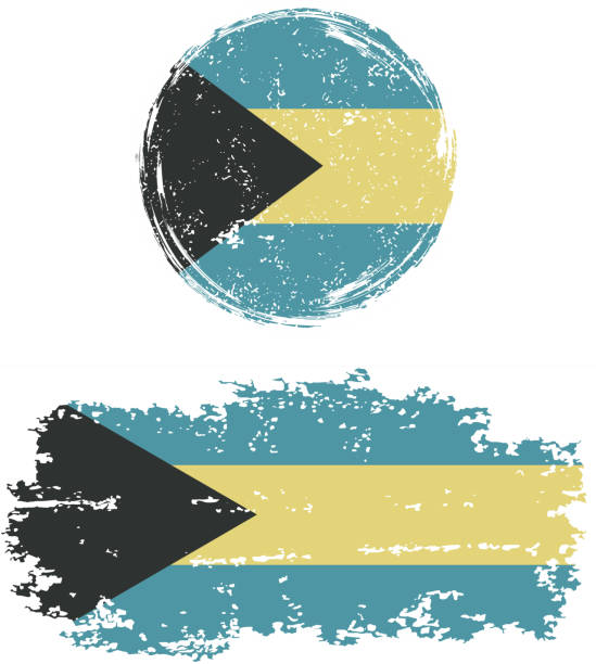 illustrazioni stock, clip art, cartoni animati e icone di tendenza di bahamas round e bandiere grunge quadrati. illustrazione vettoriale - bahamian flag