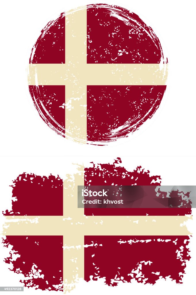 Danish redonda e quadrado grunge flags. Ilustração vetorial - Vetor de 2015 royalty-free