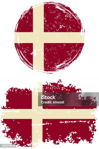 Vetores de Danish Redonda E Quadrado Grunge Flags Ilustração Vetorial e mais imagens de 2015