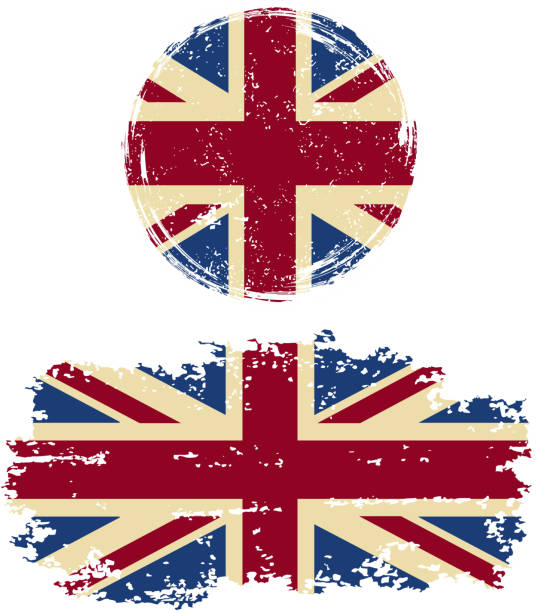 illustrazioni stock, clip art, cartoni animati e icone di tendenza di british round e bandiere grunge quadrati. illustrazione vettoriale - british flag dirty british culture flag