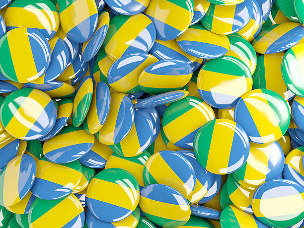 istock Background with round pins with flag of gabon 492383882