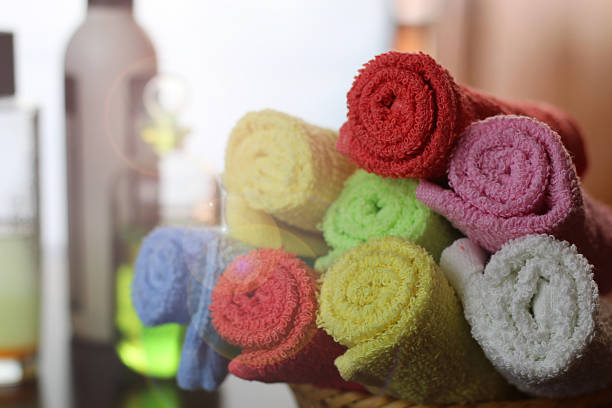 istock set of multi-colored towels 492386970