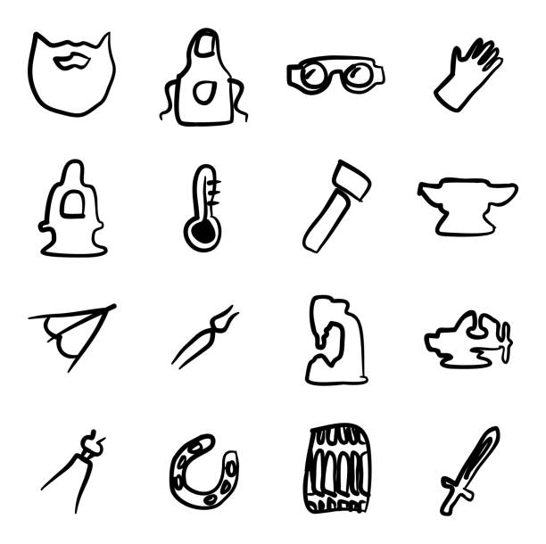 Blacksmith Icons Freehand This image is a vector illustration and can be scaled to any size without loss of resolution. michael owen stock illustrations