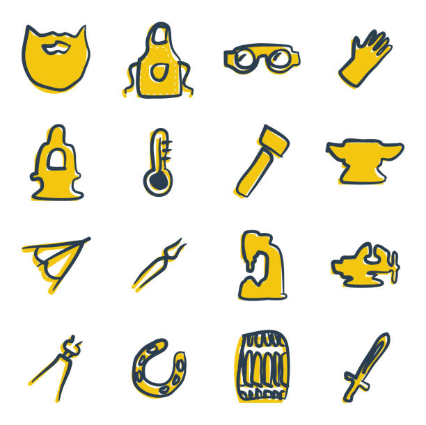 Blacksmith Icons Freehand 2 Color This image is a vector illustration and can be scaled to any size without loss of resolution. michael owen stock illustrations