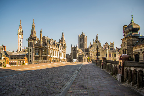The historical centre of Ghent, Belgium.