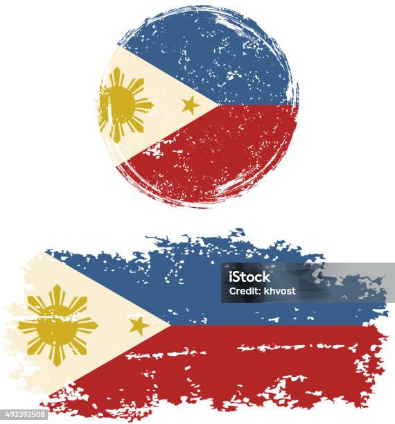 Philippines Round And Square Grunge Flags Vector Illustration Stock Illustration - Download Image Now