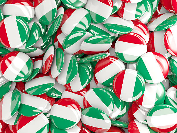 istock Background with round pins with flag of hungary 492393938