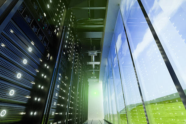 Cloud computing Data center in nature.network servers racks with light,3D physically rending high quality.the cloud image of the background,shoot in QinHai,China with myself. cooling rack photos stock pictures, royalty-free photos & images