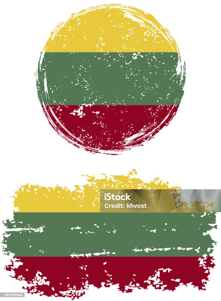 Lituano redonda e quadrado grunge flags. Ilustração vetorial - Vetor de 2015 royalty-free