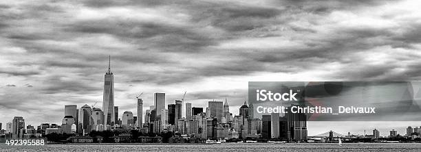 Lower Manhattan Ellis Island And Brooklyn Bridge From Jersey City Stock Photo - Download Image Now