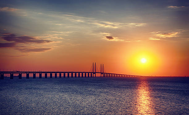 istock Oresundsbron bridge at sunset 492395734