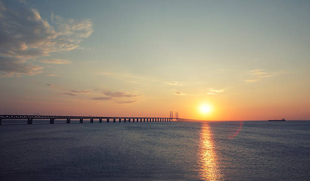 istock Oresundsbron bridge at sunset 492395756