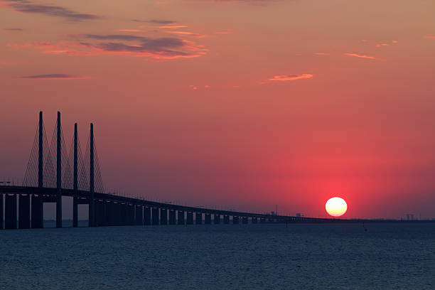istock Oresundsbron bridge at sunset 492395952