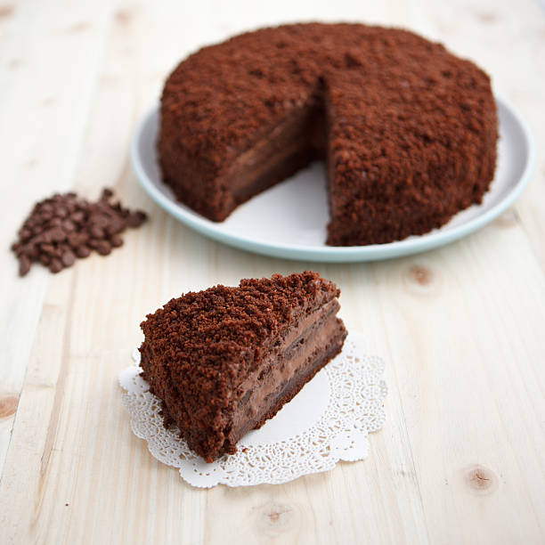 istock Homemade chocolate blackout cake with a cut piece 492398193