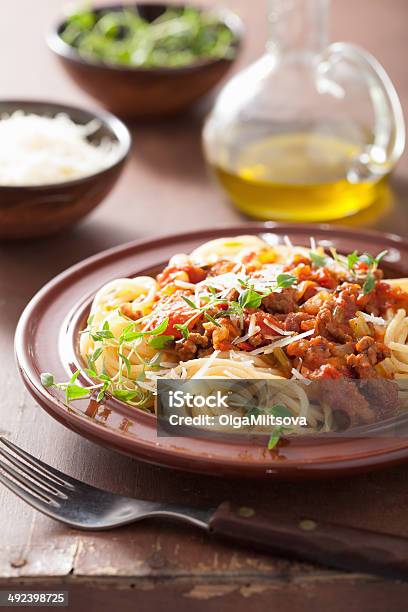 Italian Pasta Spaghetti Bolognese Stock Photo - Download Image Now - Bolognese Sauce, Carbohydrate - Food Type, Cheese