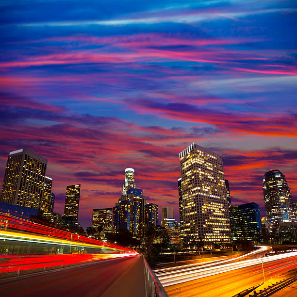 istock Downtown LA night Los Angeles sunset skyline California 492400885