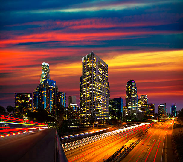 istock Downtown LA night Los Angeles sunset skyline California 492400907