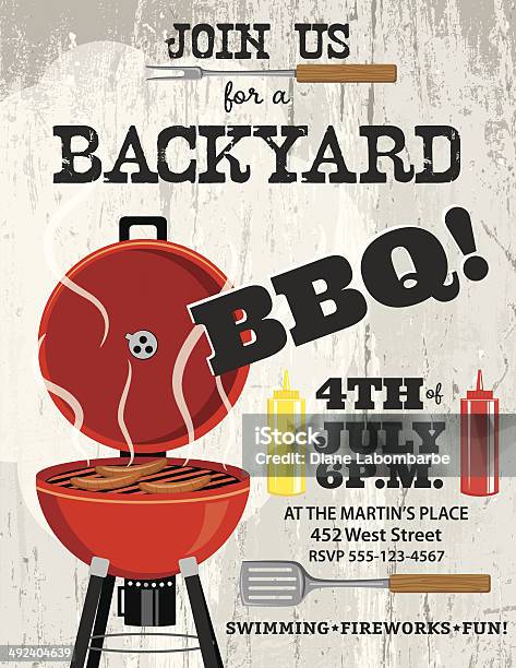 Bbq Invitation Template Stock Illustration - Download Image Now - Barbecue Grill, Hamburger, Hot Dog