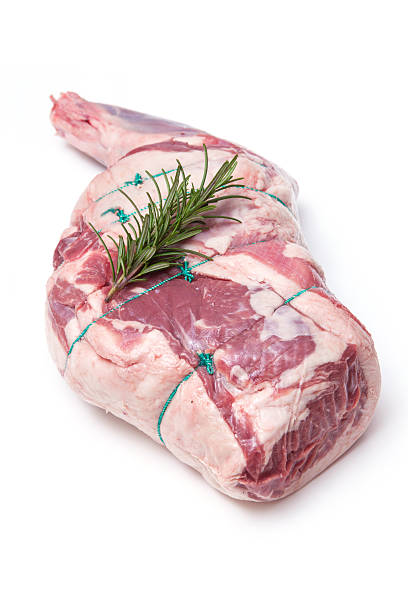 istock Leg of lamb isolated on a white studio background. 492405013