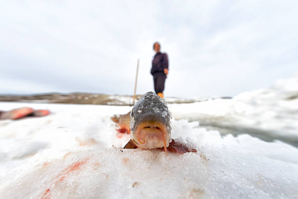 istock Frozen Lake and Fisherman 492405353