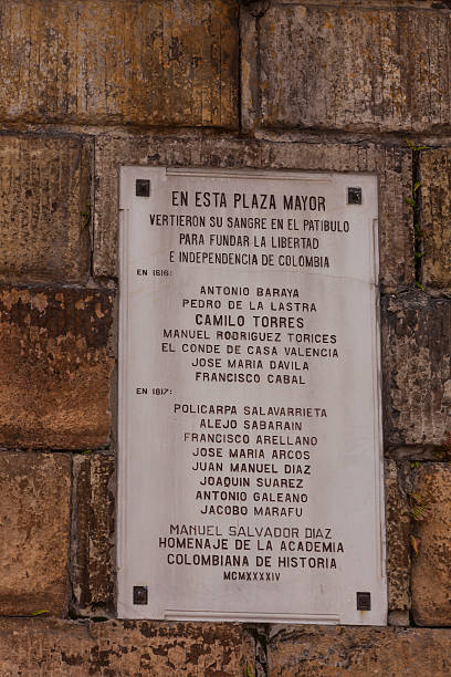istock Bogota, Colombia: Plaque on Plaza Mayor, displaying names of martyrs 492406173