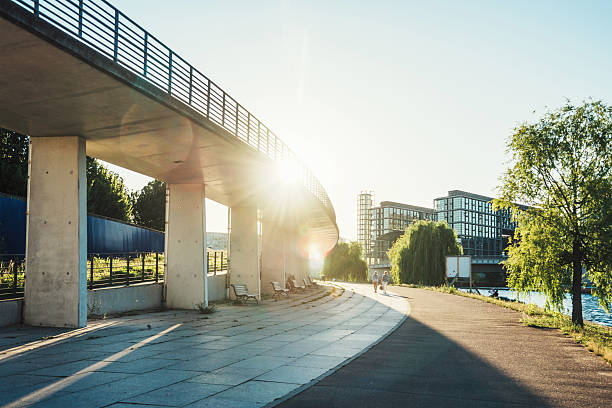 bridge to Berlin Central Station against sun