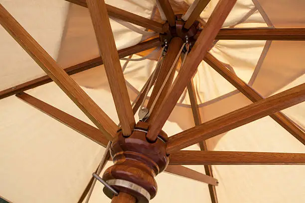 Parasol with wooden structure