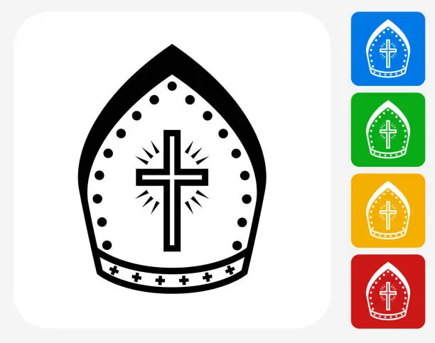Vector illustration of Bishop Hat Icon Flat Graphic Design