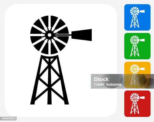 Farm Icon Flat Graphic Design Stock Illustration - Download Image Now - 2015, Agriculture, Blue