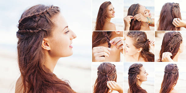 9 steps of create a beautiful greek hairstyle + final view, tutorial for a long hair by beauty blogger