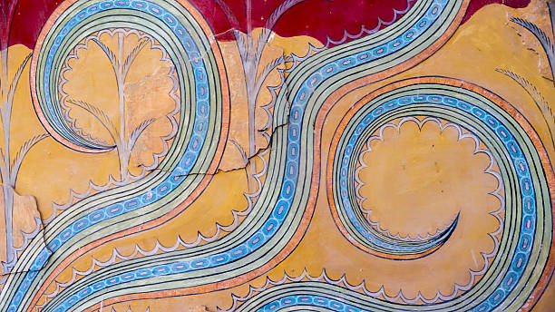 Fresco on a wall of the Knossky palace. Crete, Greece. Fresco on a wall of the Knossky palace. Crete, Greece. knossos photos stock pictures, royalty-free photos & images