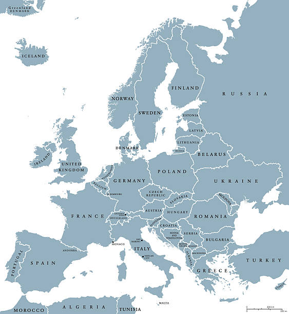 ilustraciones, imágenes clip art, dibujos animados e iconos de stock de mapa político de europa países - europa mapa