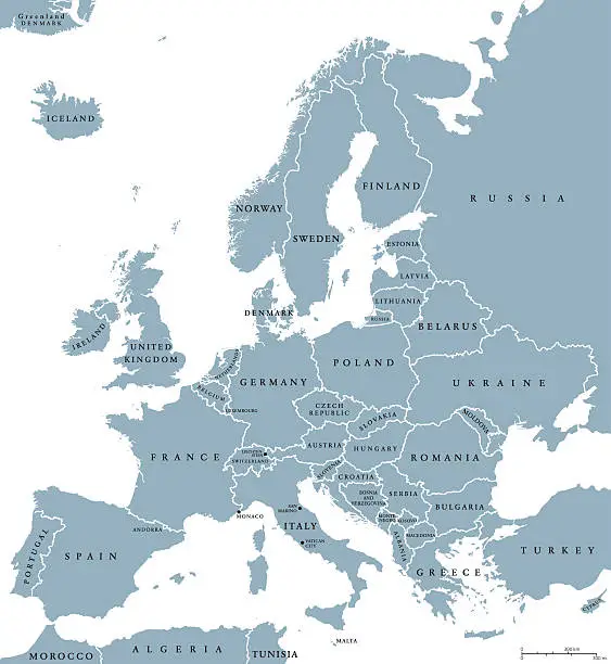 Vector illustration of Europe Countries Political Map