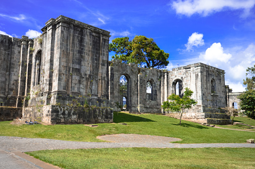 Santiago Apostol Parish Ruins in in the city of Cartago, Costa Rica. The site was never completed and what had been built was destroyed by numerous earthquakes.