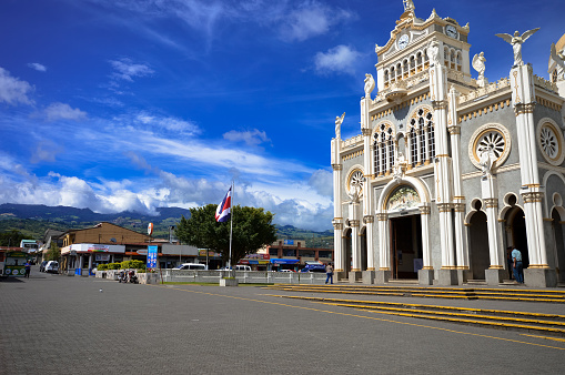 Cartago, Costa Rica - August 19, 2015: People visit the Basilica de Nuestra Senora de los Angeles which is the main attraction of the city 