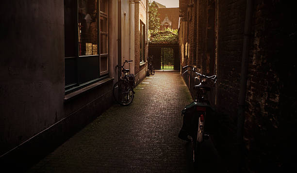 istock Old-fashioned, narrow alley with bikes 492426408