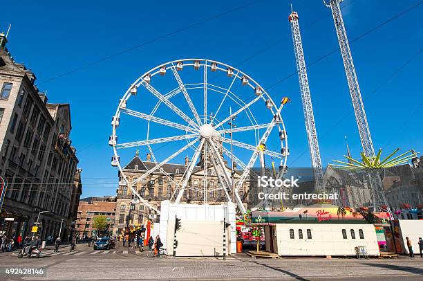 Ferris Wheel On Dam Square On Kings Day Amsterdam Stock Photo - Download Image Now