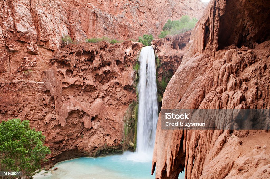 Havasupai Waterfalls The blue-green waters of Havasu Creek in Grand Canyon, Arizona Arizona Stock Photo