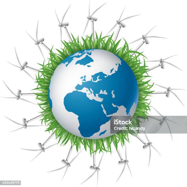 Vetores de Turbinas Eólicas Do Todo O Mundo e mais imagens de Branco - Branco, Comunicação Global, Eletricidade