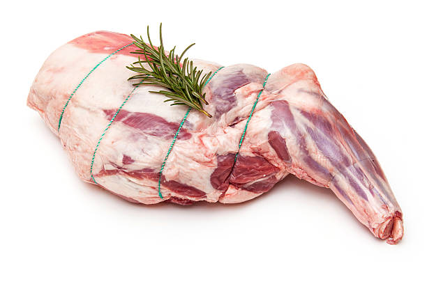 istock Leg of lamb isolated on a white studio background. 492441175