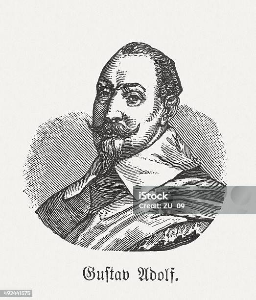 Gustav Ii Adolf Swedish King Wood Engraving Published 1881 Stock Illustration - Download Image Now