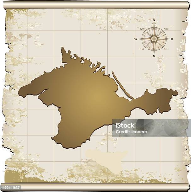 Crimea Map On Old Scroll Stock Illustration - Download Image Now - Beige, Brown, Business