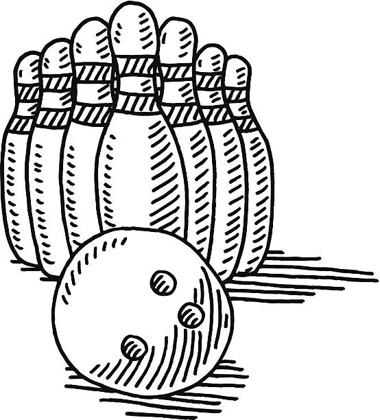 Vector illustration of Bowling Ball Sport Drawing