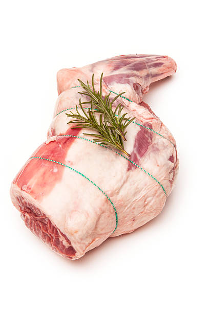 istock Leg of lamb isolated on a white studio background. 492443289